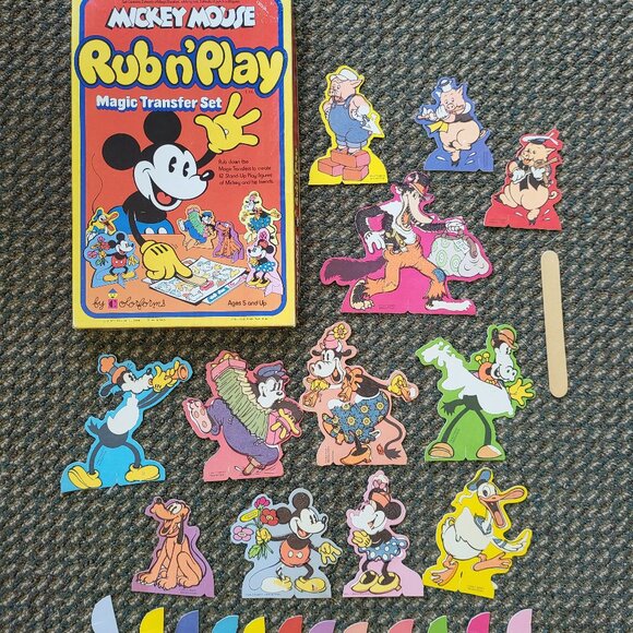Vintage 1978 Mickey Mouse Rub N' Play Colorforms Transfer Set Toy Disney 70s T1 - Picture 1 of 12